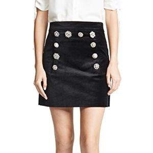 Veronica Beard Black Ording Velvet Skirt, Size 0